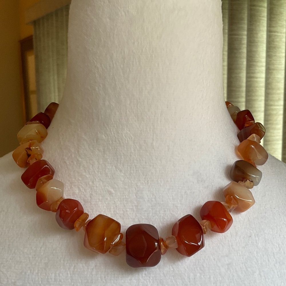 Carnelian Graduated Stone Bold Necklace